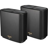 ASUS ZenWiFi AX XT8 (B-2-PK) routeur sans fil Gigabit Ethernet Tri-bande (2,4 GHz / 5 GHz / 5 GHz) Noir, WLAN-LTE-Routeur Noir, Wi-Fi 6 (802.11ax), Tri-bande (2,4 GHz / 5 GHz / 5 GHz), Ethernet/LAN, Noir, Routeur