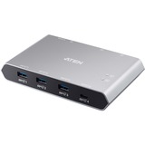 ATEN Commutateur de partage 2 ports USB-C Gen 2 avec transfert de l’alimentation, Hub USB Argent