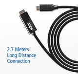ATEN Convertisseur USB-C à HDMI 4K (2,7 M), Câble Noir, 7 M), 2,7 m, USB Type-C, HDMI, Mâle, Mâle, Droit