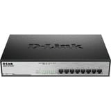 D-Link DGS-1008MP, Switch Non-géré, Gigabit Ethernet (10/100/1000), Full duplex, Connexion Ethernet, supportant l'alimentation via ce port (PoE), Grille de montage, 1U