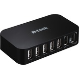 D-Link DUB-H7, Hub USB Argent/gris, USB 2.0 Type-B, USB 2.0, 480 Mbit/s, Noir, FCC, CE, C-Tick, VCCI, IC, RoHS, 5 V