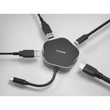 D-Link DUB-M420, Hub USB Noir/Argent, Avec fil, Thunderbolt 3, 60 W, Noir, Argent, 5 Gbit/s, 4096 x 2160 pixels
