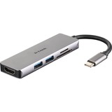 D-Link DUB-M530 station d'accueil Avec fil USB 3.2 Gen 1 (3.1 Gen 1) Type-C Aluminium, Noir, Hub USB Argent, Avec fil, USB 3.2 Gen 1 (3.1 Gen 1) Type-C, Aluminium, Noir, MicroSD (TransFlash), SD, SDHC, SDXC, 5 Gbit/s, 4K Ultra HD
