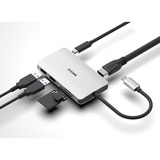 D-Link DUB-M610, Hub USB Argent, Avec fil, USB 3.2 Gen 1 (3.1 Gen 1) Type-C, 100 W, Aluminium, Noir, MicroSD (TransFlash), SD, SDHC, SDXC, 4K Ultra HD