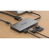 D-Link DUB-M610, Hub USB Argent, Avec fil, USB 3.2 Gen 1 (3.1 Gen 1) Type-C, 100 W, Aluminium, Noir, MicroSD (TransFlash), SD, SDHC, SDXC, 4K Ultra HD