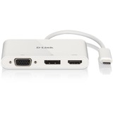 D-Link DUB‑V310, Adaptateur Blanc, Avec fil, USB 3.2 Gen 1 (3.1 Gen 1) Type-C, Blanc, CE, FCC, IC, RCM, CC, 0.04 A