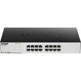 D-Link GO-SW-16G, Switch Noir, Non-géré, L2, Gigabit Ethernet (10/100/1000), Full duplex, Grille de montage, 1U