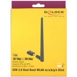 DeLOCK 12535 carte réseau RF sans fil, Antenne Noir, Sans fil, USB, RF sans fil, Wi-Fi 5 (802.11ac), Noir