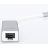 Digitus Adaptateur Ethernet Gigabit USB de Type-C™ Blanc/Argent, Aluminium, Chine, RTL8153, 24 mm, 64 mm, 17 mm