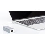 Digitus Adaptateur Ethernet Gigabit USB de Type-C™ Blanc/Argent, Aluminium, Chine, RTL8153, 24 mm, 64 mm, 17 mm