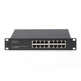 Digitus Commutateur Gigabit Ethernet 10 pouces 16 ports, non administré, Switch non administré, Non-géré, Gigabit Ethernet (10/100/1000), Grille de montage, 1U