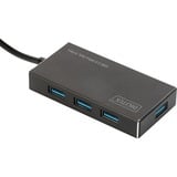 Digitus Concentrateur USB 3.0 Office, 4 ports, Hub USB 4 ports, USB 3.2 Gen 1 (3.1 Gen 1) Type-A, USB 3.2 Gen 1 (3.1 Gen 1) Type-A, 5000 Mbit/s, Noir, Aluminium, 1,2 m