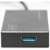 Digitus Concentrateur USB 3.0 Office, 4 ports, Hub USB 4 ports, USB 3.2 Gen 1 (3.1 Gen 1) Type-A, USB 3.2 Gen 1 (3.1 Gen 1) Type-A, 5000 Mbit/s, Noir, Aluminium, 1,2 m