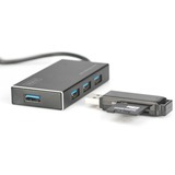 Digitus Concentrateur USB 3.0 Office, 4 ports, Hub USB 4 ports, USB 3.2 Gen 1 (3.1 Gen 1) Type-A, USB 3.2 Gen 1 (3.1 Gen 1) Type-A, 5000 Mbit/s, Noir, Aluminium, 1,2 m