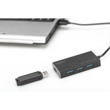 Digitus Concentrateur USB 3.0 Office, 4 ports, Hub USB 4 ports, USB 3.2 Gen 1 (3.1 Gen 1) Type-A, USB 3.2 Gen 1 (3.1 Gen 1) Type-A, 5000 Mbit/s, Noir, Aluminium, 1,2 m