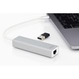 Digitus Concentrateur USB 3.0 de Type-C™ avec Gigabit Ethernet, Hub USB Blanc/Argent, USB 3.2 Gen 1 (3.1 Gen 1) Type-C, USB 3.2 Gen 1 (3.1 Gen 1) Type-A, 1000 Mbit/s, Gris, Blanc, Chine, Gigabit Ethernet