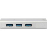 Digitus Hub USB 3.0 3 ports et adaptateur Gigabit LAN Blanc, USB 3.2 Gen 1 (3.1 Gen 1) Type-A, USB 3.2 Gen 1 (3.1 Gen 1) Type-A, 1000 Mbit/s, Argent, Blanc, Aluminium, 0,2 m