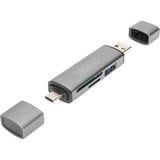 Digitus Hub à double lecteur de carte USB-C™ USB 3.0, OTG Gris, OTG, MicroSD (TransFlash), SD, Aluminium, 5000 Mbit/s, Aluminium, CE, USB 3.2 Gen 1 (3.1 Gen 1) Type-A/Type-C