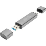 Digitus Hub à double lecteur de carte USB-C™ USB 3.0, OTG Gris, OTG, MicroSD (TransFlash), SD, Aluminium, 5000 Mbit/s, Aluminium, CE, USB 3.2 Gen 1 (3.1 Gen 1) Type-A/Type-C