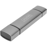Digitus Hub à double lecteur de carte USB-C™ USB 3.0, OTG Gris, OTG, MicroSD (TransFlash), SD, Aluminium, 5000 Mbit/s, Aluminium, CE, USB 3.2 Gen 1 (3.1 Gen 1) Type-A/Type-C