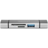 Digitus Hub à double lecteur de carte USB-C™ USB 3.0, OTG Gris, OTG, MicroSD (TransFlash), SD, Aluminium, 5000 Mbit/s, Aluminium, CE, USB 3.2 Gen 1 (3.1 Gen 1) Type-A/Type-C