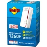 FRITZ! FRITZ!Powerline 1260 Powerline 1260, 1200 Mbit/s, IEEE 802.11a, IEEE 802.11b, IEEE 802.11g, IEEE 802.11h, IEEE 802.11i, Type F, Gigabit Ethernet, 10,100,1000 Mbit/s, 10BASE-T, 100BASE-T, 1000BASE-T