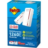 FRITZ! FRITZ!Powerline 1260E WLAN Set Powerline 1260E WLAN Set, 1200 Mbit/s, IEEE 802.11a, IEEE 802.11b, IEEE 802.11g, IEEE 802.11h, IEEE 802.11i, Type F, Gigabit Ethernet, 10,100,1000 Mbit/s, 10BASE-T, 100BASE-T, 1000BASE-T