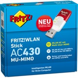 FRITZ! FRITZ!WLAN Stick AC 430 MU-MIMO, Adaptateur WLAN FRITZ!WLAN Stick AC 430 MU-MIMO, Avec fil &sans fil, USB, WLAN, 433 Mbit/s