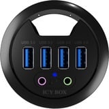 ICY BOX IB-HUB1403A prise de courant Noir, Hub USB Noir, Noir, Plastique, Énergie, 69 mm, 69 mm, 70 mm