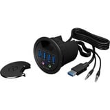 ICY BOX IB-HUB1403A prise de courant Noir, Hub USB Noir, Noir, Plastique, Énergie, 69 mm, 69 mm, 70 mm