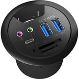 ICY BOX IB-HUB1404A prise de courant Noir, Hub USB Noir, Noir, Plastique, 68 mm, 69 mm, 70 mm, 156 g