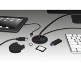 ICY BOX IB-Hub1404, Hub USB Noir, Inclus lecteur de cartes USB-C, SD et MicroSD et une fonction de chargement.