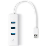 TP-Link USB 3.0 3 Port Hub & Gigabit Ethernet Adapter 2 en 1 USB Adaptateur UE330, Hub USB Blanc