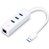 TP-Link USB 3.0 3 Port Hub & Gigabit Ethernet Adapter 2 en 1 USB Adaptateur UE330, Hub USB Blanc
