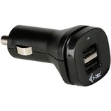 i-tec Dual USB Car Charger 2.1 A, Chargeur Noir, Auto, Allume-cigare, 5 V, Noir