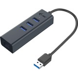 i-tec Metal USB 3.0 HUB 3 Port + Gigabit Ethernet Adapter, Hub USB anthracite, USB 3.2 Gen 1 (3.1 Gen 1) Type-A, RJ-45, USB 3.2 Gen 1 (3.1 Gen 1) Type-A, 5000 Mbit/s, Gris, Métal, Liaison