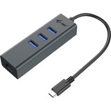 i-tec Metal USB-C HUB 3 Port + Gigabit Ethernet Adapter, Hub USB anthracite, USB 3.2 Gen 2 (3.1 Gen 2) Type-C, RJ-45, USB 3.2 Gen 1 (3.1 Gen 1) Type-A, 5000 Mbit/s, Gris, LAN, 0,28 m