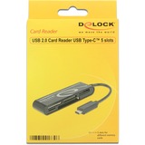 DeLOCK 91739 lecteur de carte mémoire USB 2.0 Noir Noir, CF, CF Type II, MMC, MS PRO Duo, Clé USB (MS), MicroSD (TransFlash), MicroSDHC, MicroSDXC, SD,..., Noir, 480 Mbit/s, 2048 Go, USB 2.0, USB