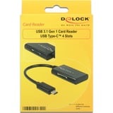 DeLOCK 91740 lecteur de carte mémoire USB 3.2 Gen 1 (3.1 Gen 1) Type-C Noir Noir, MMC, MMCmicro, Clé USB (MS), MicroSD (TransFlash), MicroSDHC, MicroSDXC, SD, SDHC, SDXC, Noir, 480 Mbit/s, 2048 Go, USB 3.2 Gen 1 (3.1 Gen 1) Type-C, USB