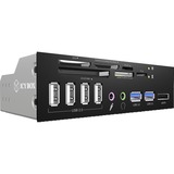 ICY BOX IB-863a-B lecteur de carte mémoire Interne Noir CF, CF Type II, MMC, MS Micro (M2), MS PRO, MS PRO Duo, MicroDrive, MicroSD (TransFlash), RS-MMC,..., Noir, 5.25", Aluminium, Plastique, Énergie, CC