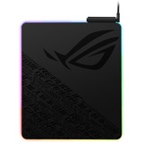 ASUS ROG Balteus Tapis de souris de jeu Noir, Tapis de souris gaming Noir, Noir, Monochromatique, Rouge/Vert/Bleu, Base antidérapante, Tapis de souris de jeu