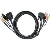 ATEN Câble KVM DVI-I USB Single Link 3m Aten Câble KVM DVI-I USB Single Link 3m, 3 m, DVI-I, Noir, DVI-I, USB A, 2x3.5mm, DVI-I, USB B, 2x3.5mm, Mâle