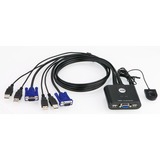 ATEN Commutateur KVM à câble VGA USB 2 ports avec sélecteur de port distant, Switch KVM Noir, 2048 x 1536 pixels, QXGA, 0,14 W, Noir