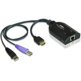 ATEN KA7168 câble kvm Noir, Switch KVM USB, HDMI, Noir, Plastique, 104 g, 1 x RJ-45, 2 x USB A, 1 x HDMI