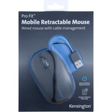 Kensington Pro Fit Retractable Mouse, Souris Noir, Ambidextre, Optique, USB Type-A, 1000 DPI, Noir