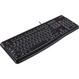 Logitech Keyboard K120 for Business clavier USB QWERTY Anglais Noir Noir, Layout États-Unis, Plunger, Taille réelle (100 %), Avec fil, USB, QWERTY, Noir