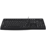 Logitech Keyboard K120 for Business clavier USB QWERTY Anglais Noir Noir, Layout États-Unis, Plunger, Taille réelle (100 %), Avec fil, USB, QWERTY, Noir