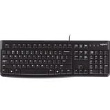 Logitech Keyboard K120 for Business clavier USB QWERTY Anglais Noir Noir, Layout États-Unis, Plunger, Taille réelle (100 %), Avec fil, USB, QWERTY, Noir