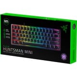 Razer Huntsman Mini Switch optique sonore Violet RGB clavier gaming Noir, Layout DE (QWERTZ), Razer Clicky Optical (Purple), 60%, 60%, USB, Contacteur de touche opto-mécanique, QWERTZ, LED RGB, Noir
