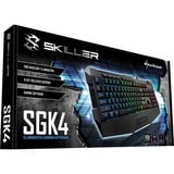 Sharkoon SKILLER SGK4 clavier USB QWERTZ Allemand Noir, clavier gaming Noir, Layout DE, Rubberdome, Avec fil, USB, Clavier à membrane, QWERTZ, LED RGB, Noir